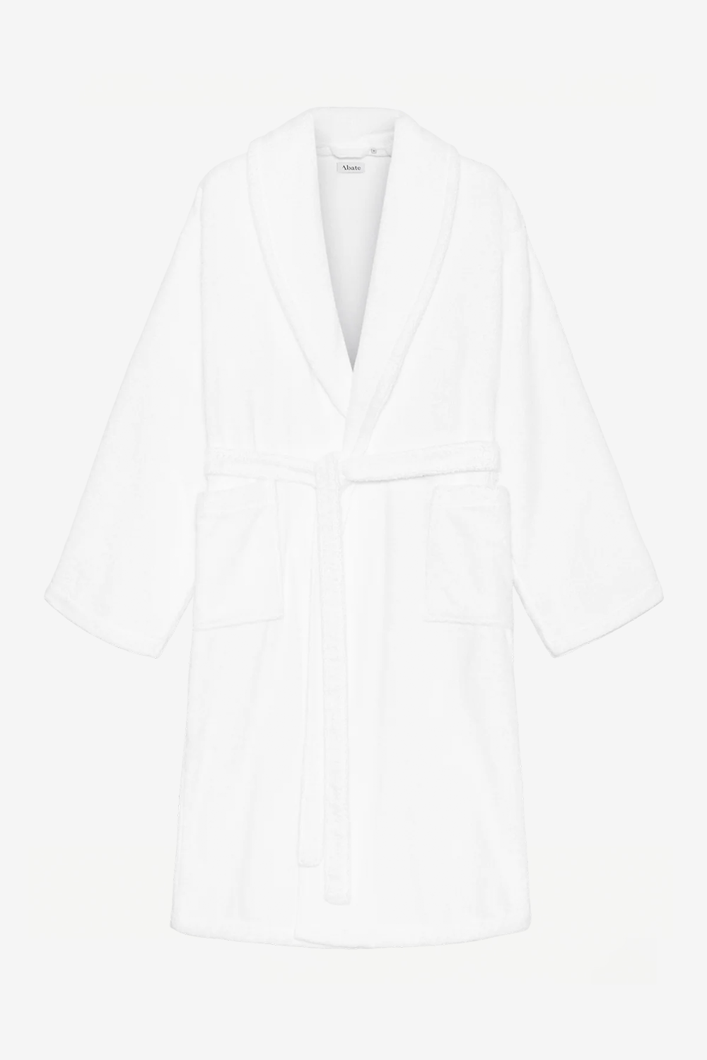 packshot of a white bathrope on a light background